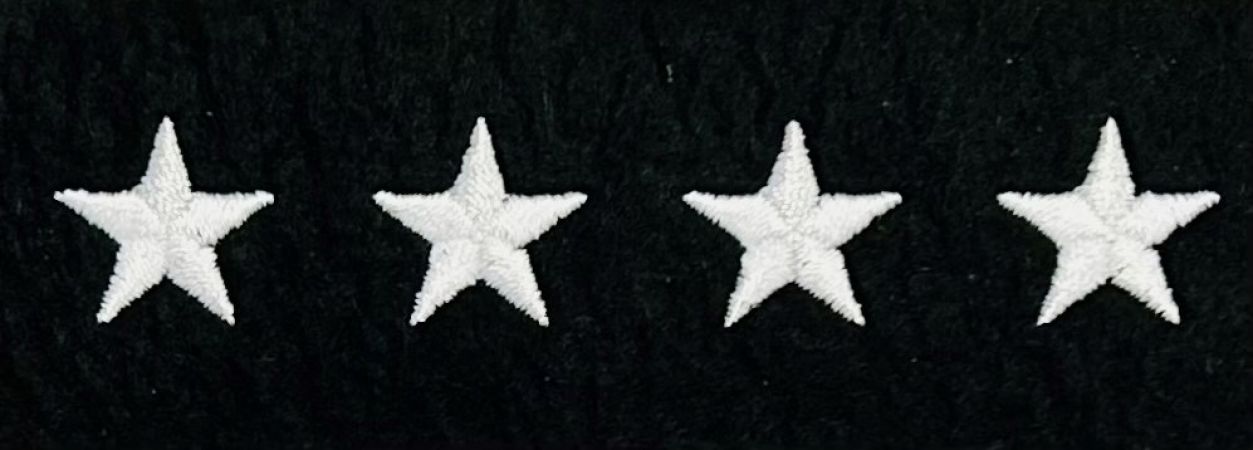 STAR HASH MARKS - 5/8" - WHITE on BLACK FELT - SEW ON.